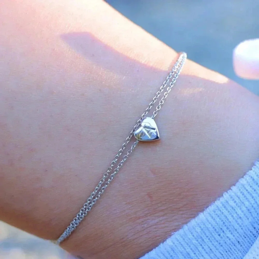 SILVER INITIAL ANKLET ❤️HEART CHARM PERSONALIZED ALPHABET DAINTY, ELDM22336 - Picture 6 of 13